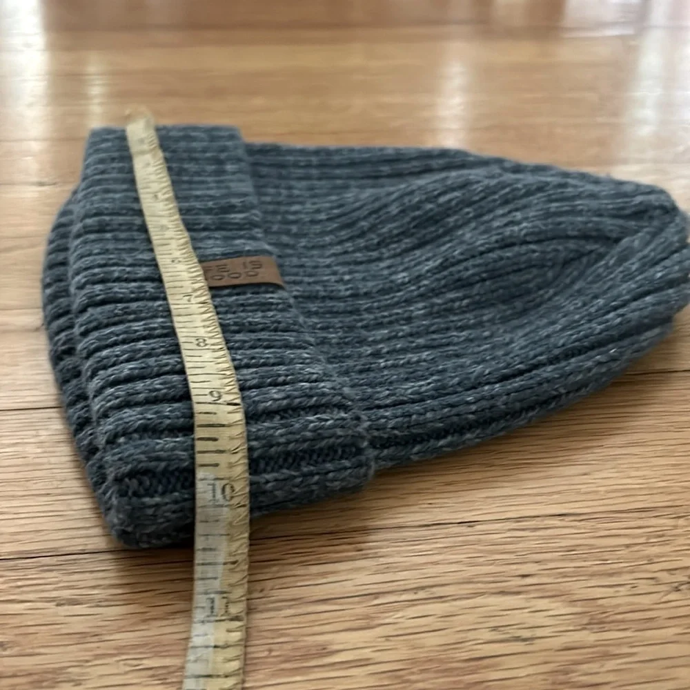 Life Is Good Blue Cotton & Wool Blend Ribbed Knit Beanie Toboggan OS
